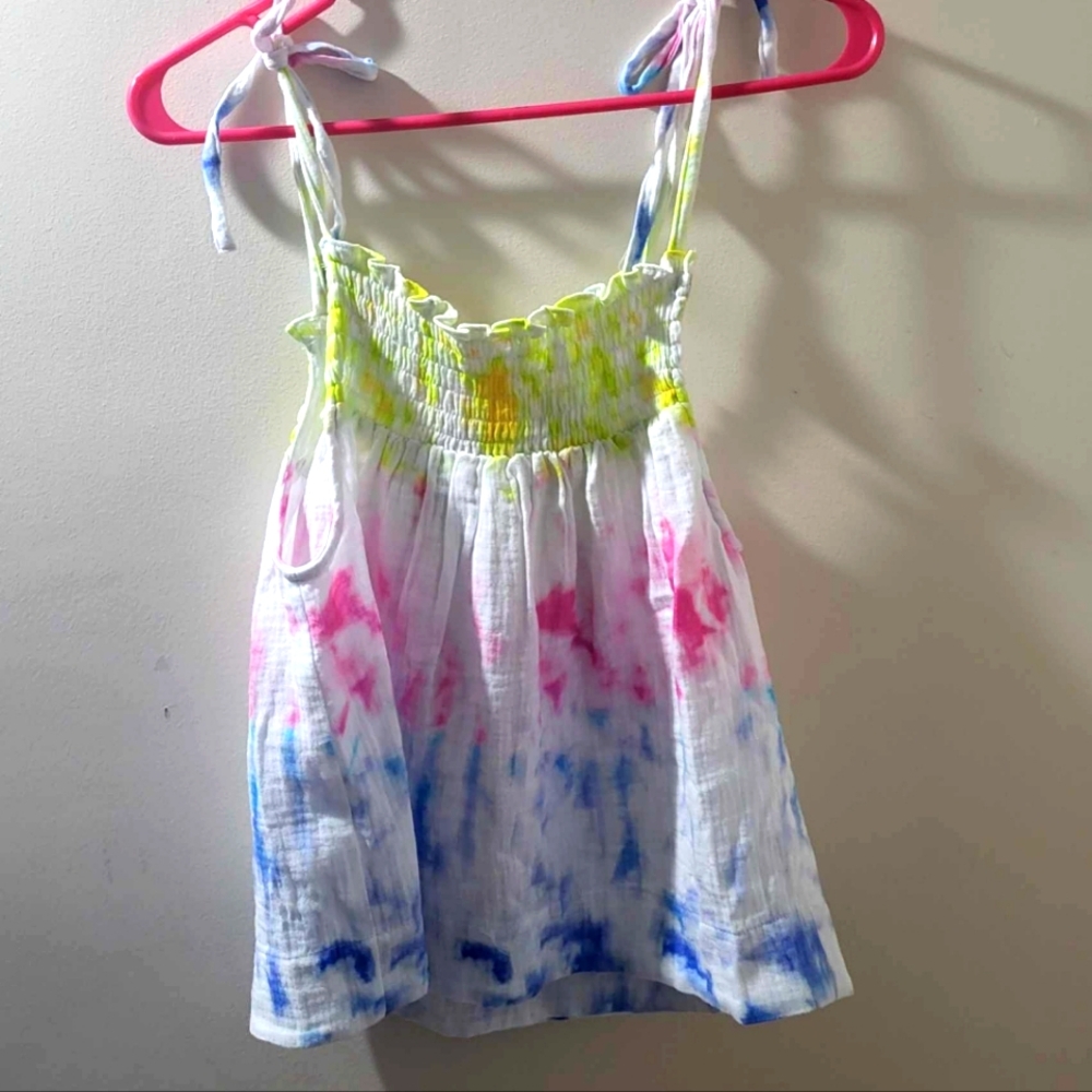AQUA NWT CROP TANK TOP M MEDIUM SMOCKED